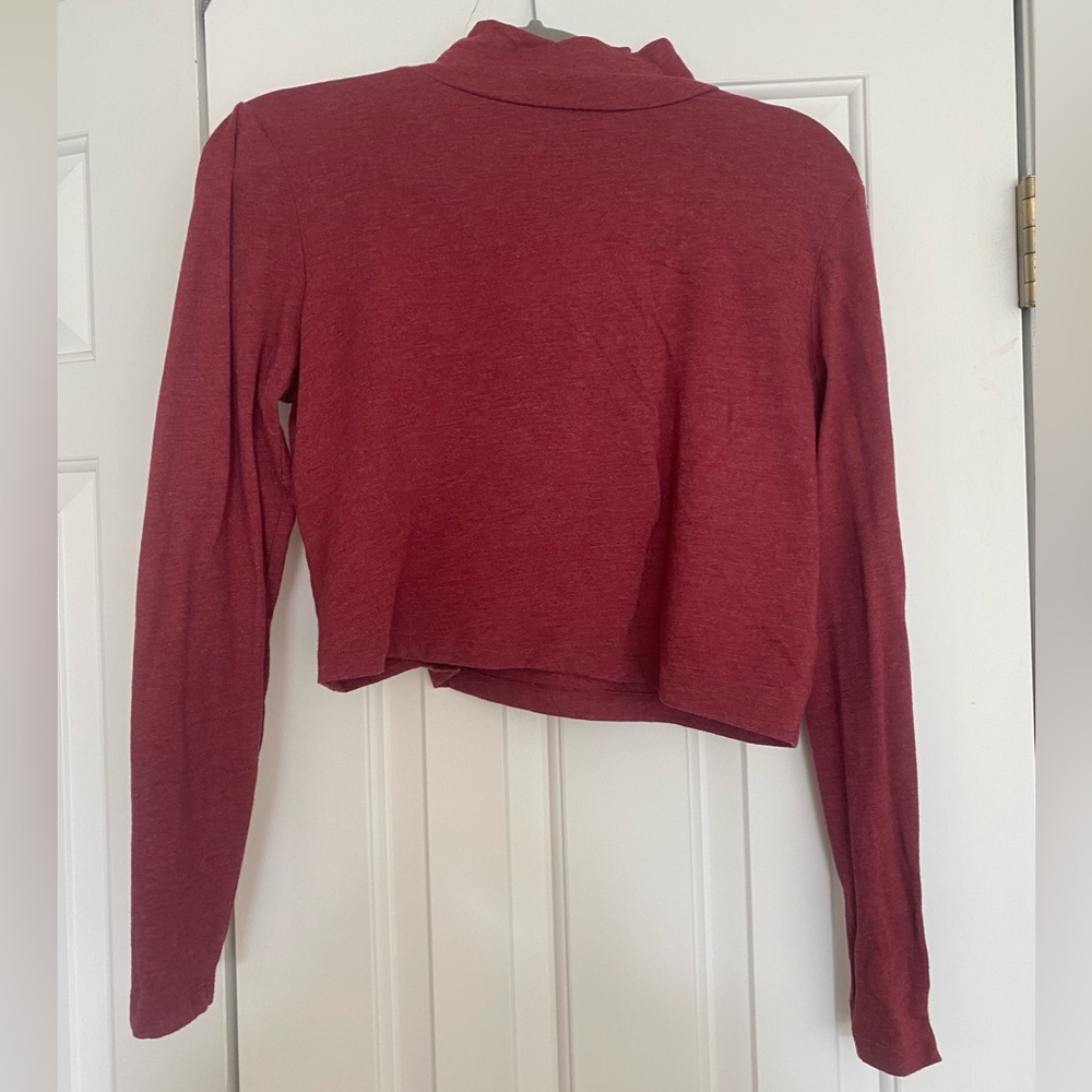 Burgundy Mock Neck Long Sleeve Too